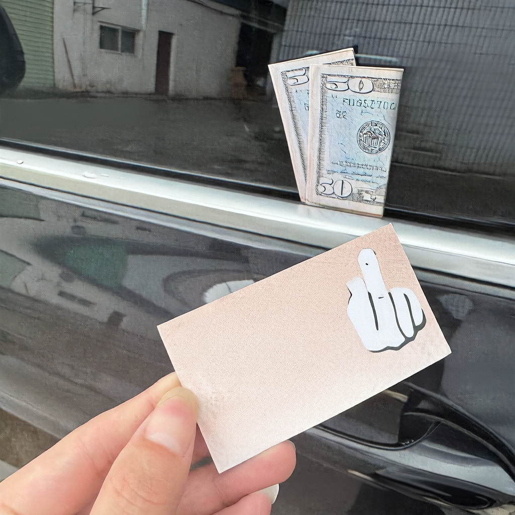 Prank Parking Card - Fake folded $50 bill with message on back